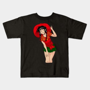 Cute girl wearing a hat Kids T-Shirt